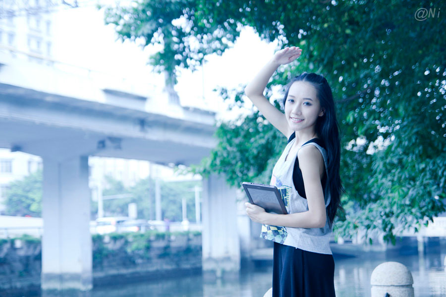 沙面,河边,美女图片
