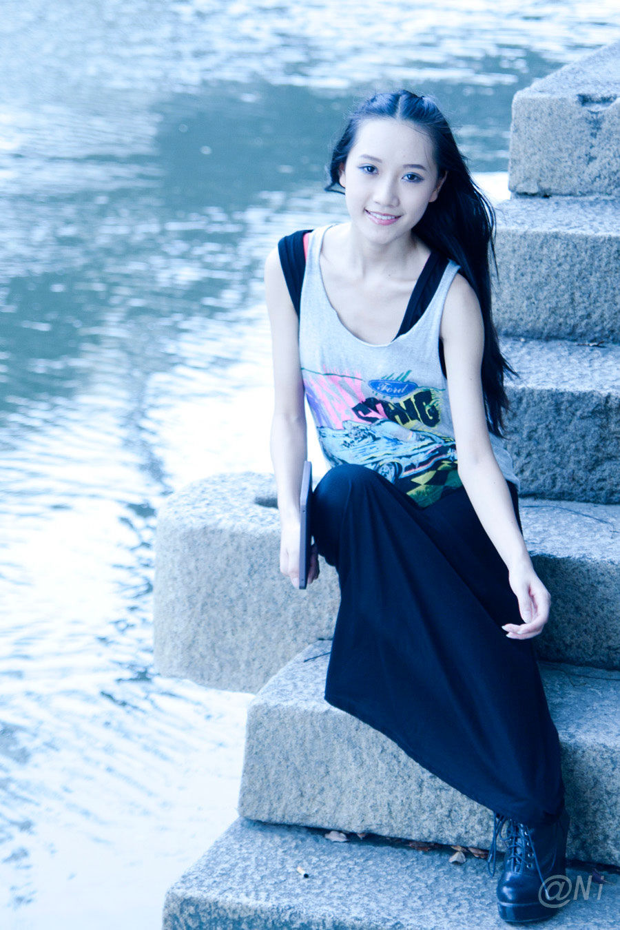 沙面,河边,美女图片