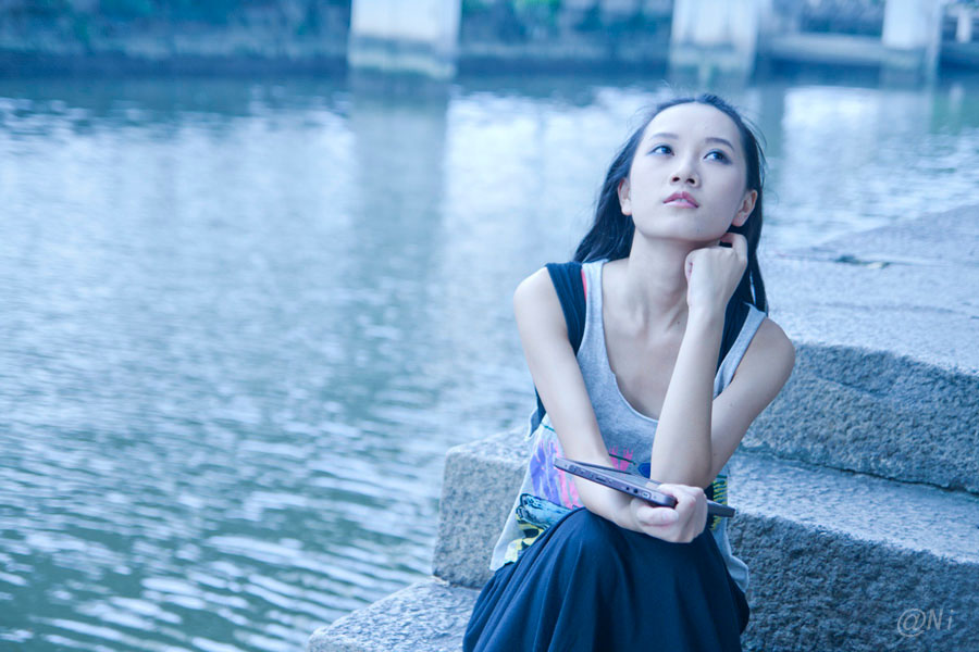 沙面,河边,美女图片
